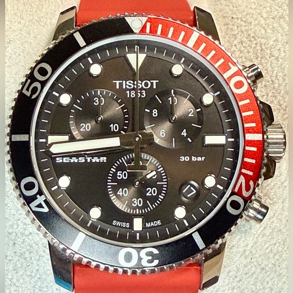 Tissot Seastar Chronograph Date Designer Dive Mens Watch - Picture 2 of 8